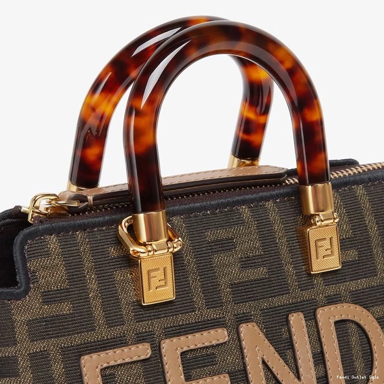 Cheap FF Bag Fabric The ROMA By Boston Motif Logo Way Brown Mini In Fendi 0808